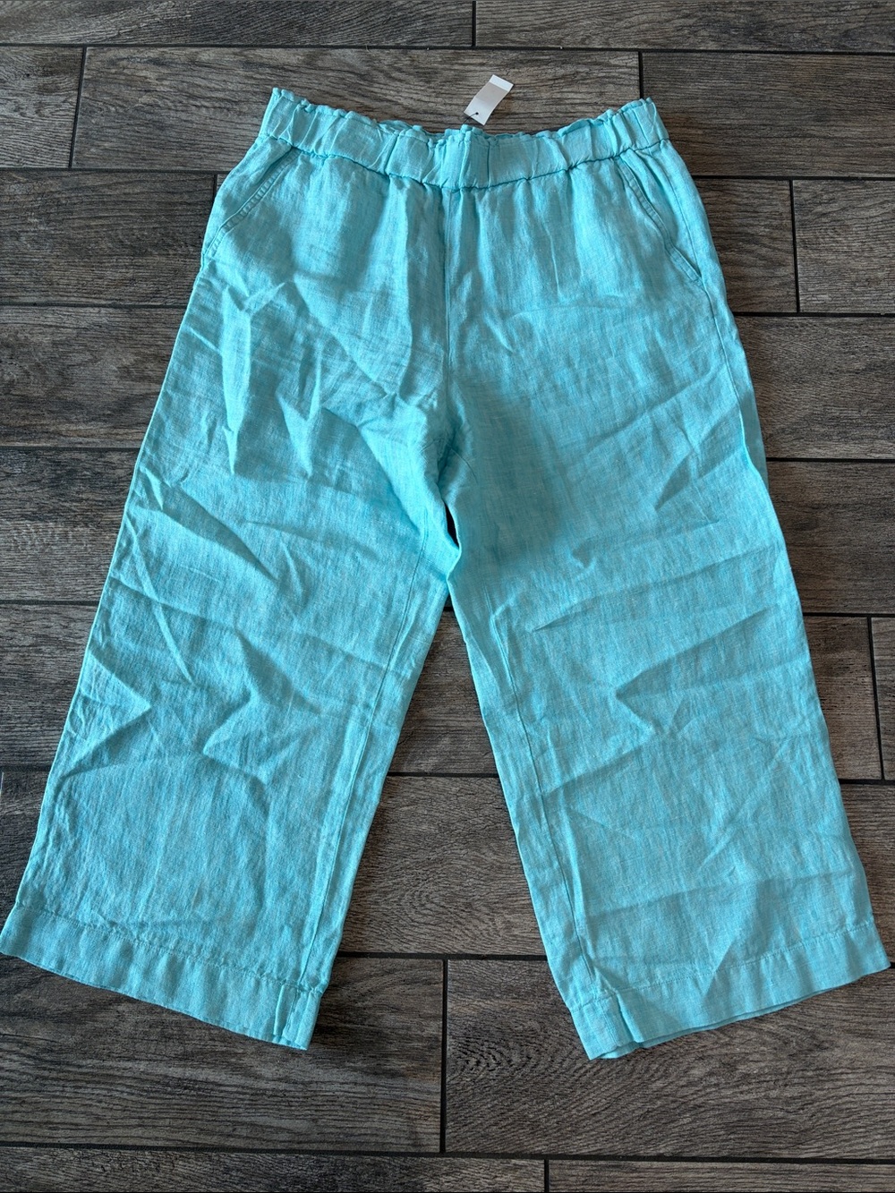 TALBOTS Nantucket LINEN Wide-Leg Pull-On Crop Pants SIZE LARGE NWT